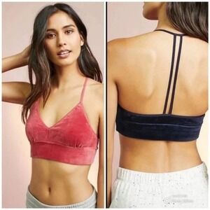 Floreat Loved By Anthropologie Red Velvet‎ Halter Strappy Bralette Top Medium